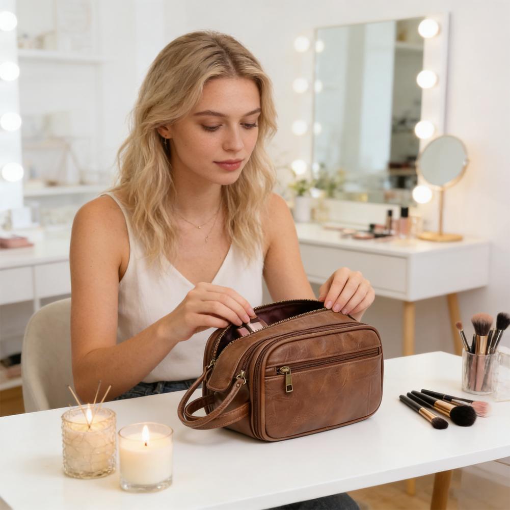 Travel Makeup Bag Faux Leather - đánh giá và giá Men'S Grooming Organizer