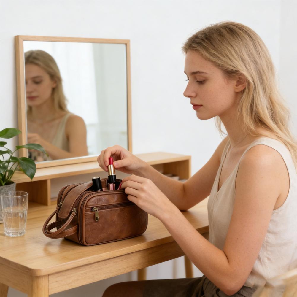 Travel Makeup Bag Faux Leather - đánh giá và giá Men'S Grooming Organizer